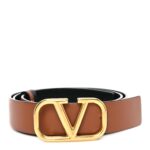 Glossy Calfskin VLogo Reversible 30mm Belt 85 34 Saddle Brown Black