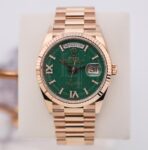 Rolex Day-Date 36 mm President Rose Gold Green Aventurine Diamond Dial Fluted Bezel - 128235