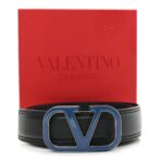 Calfskin VLogo Enamel 30mm Belt 110 44 Black Blue - 图片 5