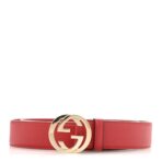 Moon Calfskin Interlocking G 37mm Belt 110 44 Vibrant Red