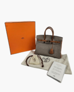 Hermes Birkin 25 Gris Mouette/Gold Togo PBHW - 图片 10