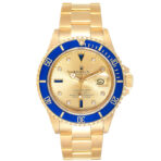 Rolex Submariner 16808 – 18K Yellow Gold – Diamond & Sapphire Serti Dial – Blue Bezel