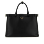 Prada Buckle Medium Leather Handbag with Double Belt