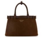 Prada Buckle Small Suede Handbag with Double Belt