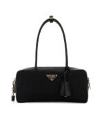 Re-Nylon and Leather Small Top-Handle Bag with Padlock