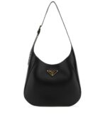 Logo Plaque Medium Hobo Bag Black