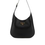 Logo Plaque Medium Hobo Bag Black