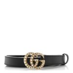 Calfskin Pearl Double G 20mm Belt 90 36 Black Cream