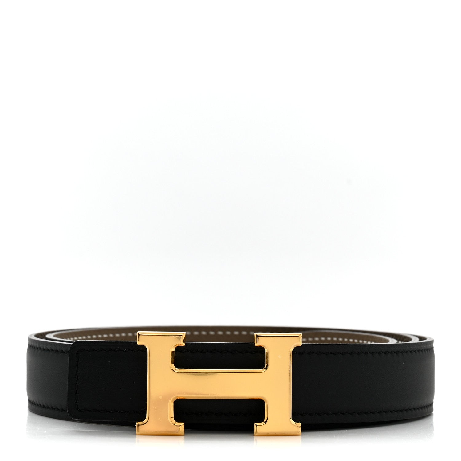 1a6cccacf84b811f5e8b3e6993f430c8.jpg Swift Epsom 24mm Mini H Belt 85 34 Black Etoupe - 图片 1