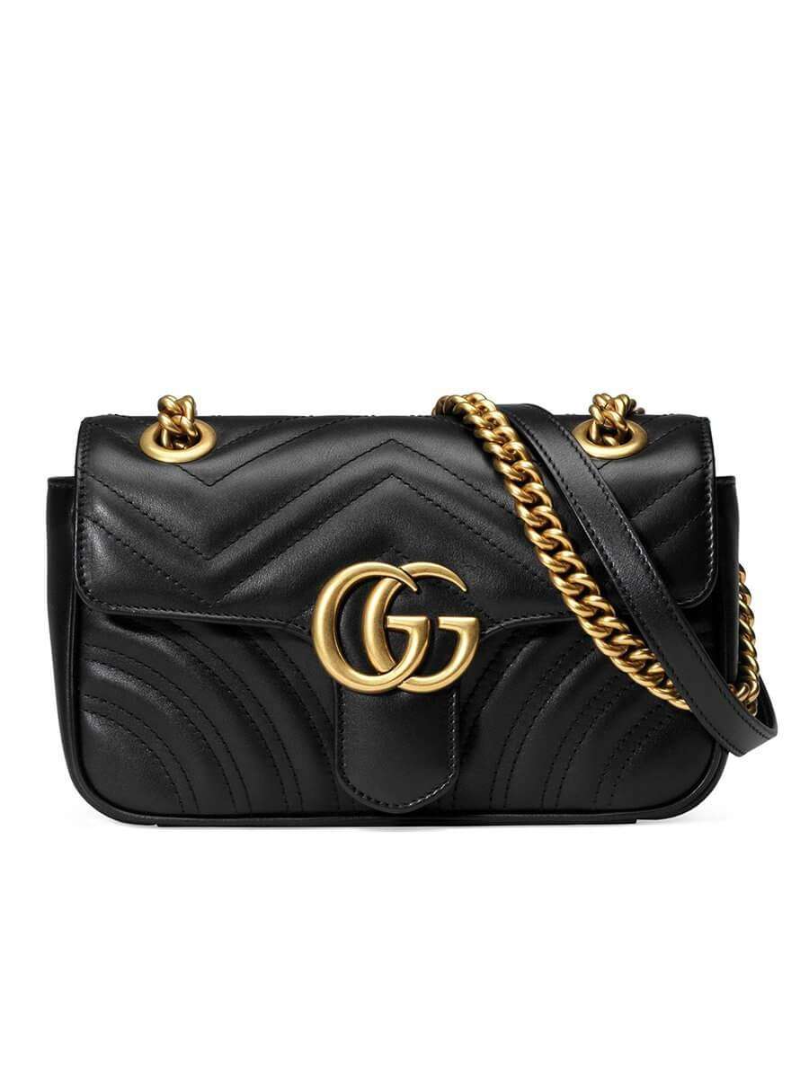 2698743087204_14973045112932_GUCMARMONTLEATHER18BK22CM_3.jpg GG Marmont Mini Matelassé Black Leather Shoulder Bag - 图片 1