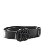 Azalea Calfskin Enamel Monochrome Double G 30mm Belt 90 36 Black