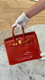 Hermès Birkin 25 Shiny Crocodile Niloticus Geranium GHW - 图片 9