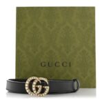 Calfskin Pearl Double G 20mm Belt 90 36 Black Cream - 图片 7