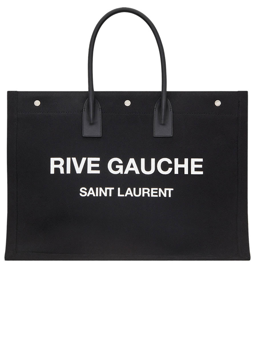 499290_96N9E_1070_OS_1_e4bd33ba-960c-4187-83fc-b227ef00471d.jpg Rive Gauche Tote Bag in Linen and Leather - 图片 1