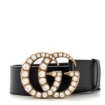 Calfskin Crystal Double G 55mm Belt 70 28 Black