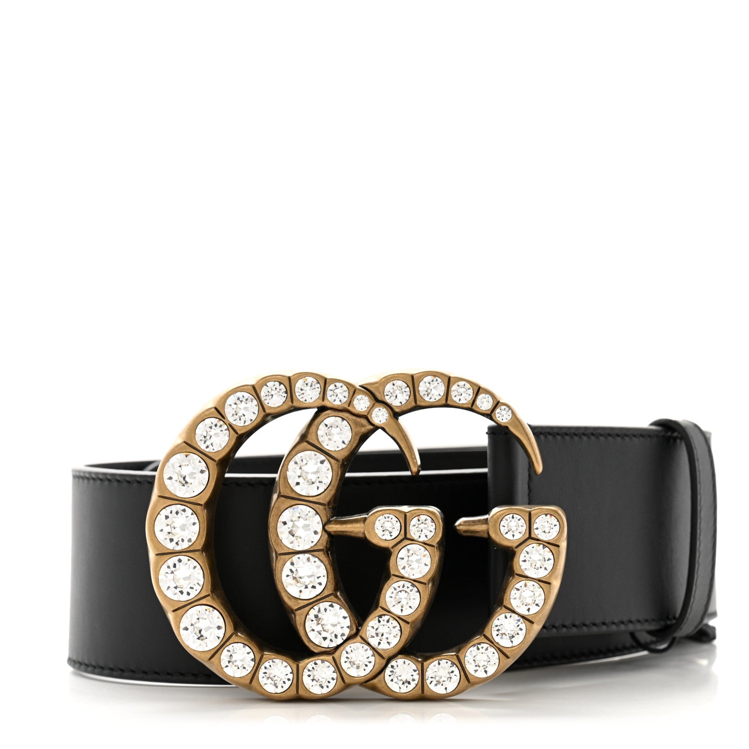 596cddfcb88a52a570bb07b4560836ba.jpg Calfskin Crystal Double G 55mm Belt 70 28 Black - 图片 1