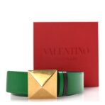 Glossy Calfskin One Stud Reversible Belt 70 28 Green Brown - 图片 6