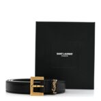 Smooth Calfskin Monogram Square Buckle Belt 85 34 Black - 图片 7