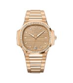 35mm 18k Rose Gold Golden Brown Dial Diamond Bezel