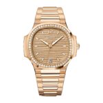 35mm 18k Rose Gold Golden Brown Dial Diamond Bezel