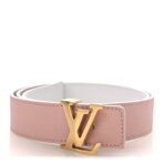 Taurillon Calfskin LV Initiales Reversible Belt 80 32 White Pink - 图片 2