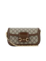 Gucci Horsebit 1955 Small Shoulder Bag in Beige and Ebony GG Supreme