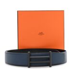 Togo Box 32mm Matte H Rider Belt 105 42  Bleu de Prusse Black - 图片 5