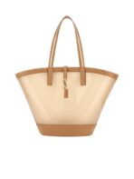 Two-Tone Vinyl And Leather Medium Panier Shopping Bag