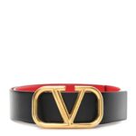 Glossy Calfskin 40mm VLogo Reversible 70 28 Belt Black Rouge Pur