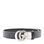 GG Supreme Monogram Plutone Calfskin Palladium Double G Reversible 30mm Belt 75 30 Black