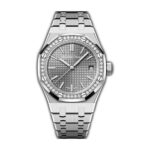 37mm Stainless Steel Diamond Bezel Grey Dial Automatic