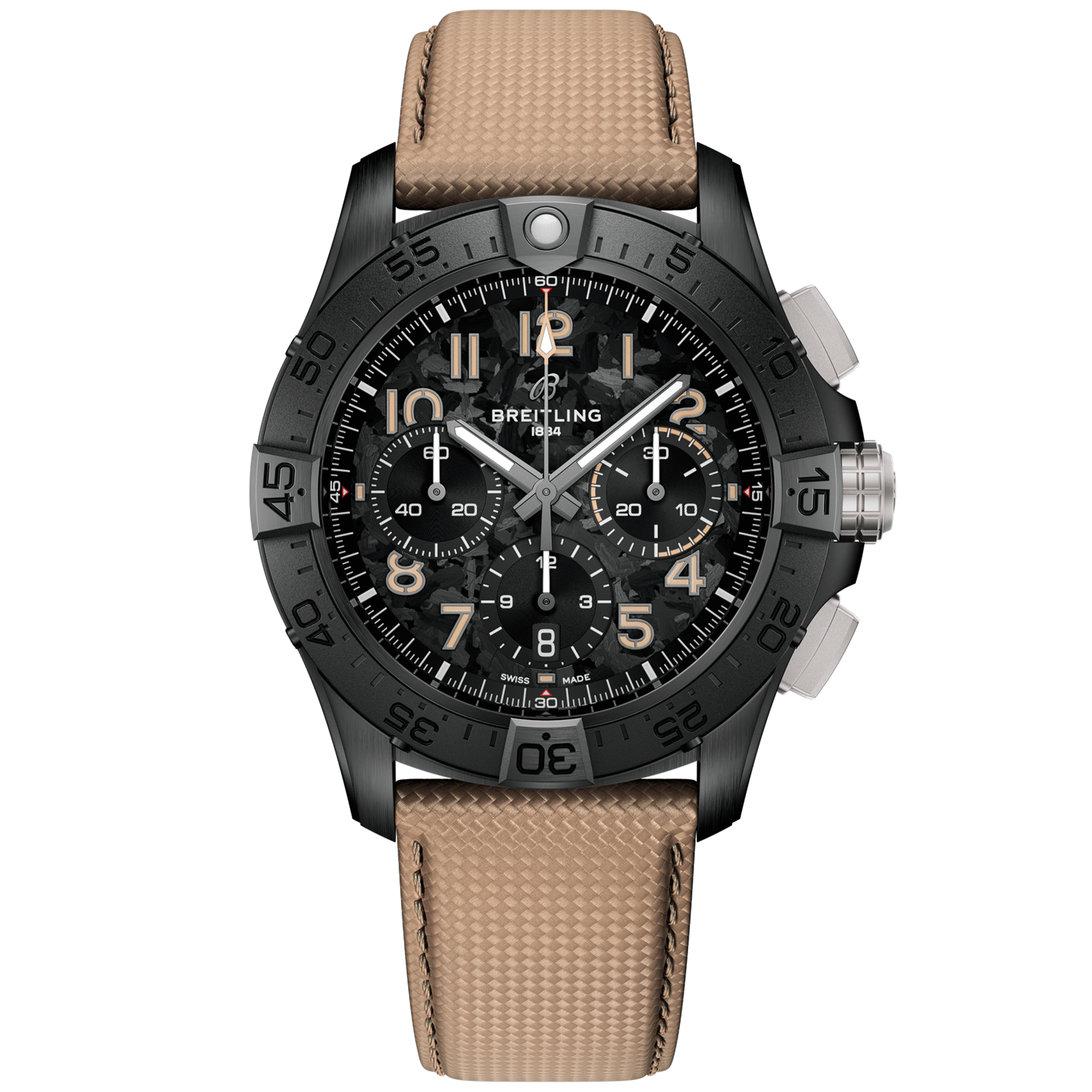 Avenger_Avenger42_SB0146101B1X1_CeramicCarbonLeather_Soldier.png Avenger B01 Chronograph 42 Night Mission SB0146101B1X1 - 图片 1