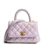 CHANEL Iridescent Caviar Extra Mini Coco Handle Flap Bag - Purple