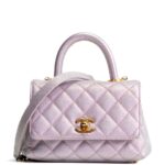 CHANEL Iridescent Caviar Extra Mini Coco Handle Flap Bag - Purple
