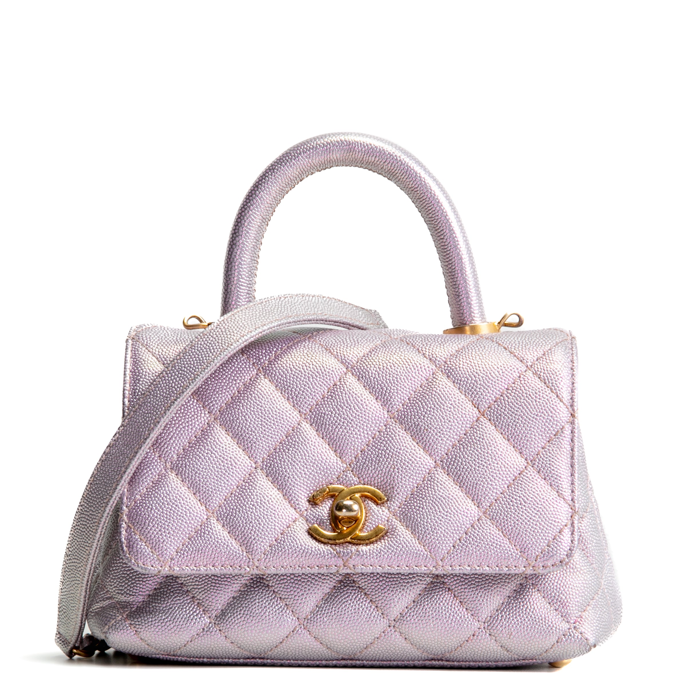 Chanel_15448.jpg CHANEL Iridescent Caviar Extra Mini Coco Handle Flap Bag - Purple - 图片 1