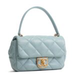 CHANEL Lambskin Quilted Rectangular Mini Flap - Light Blue - 图片 3