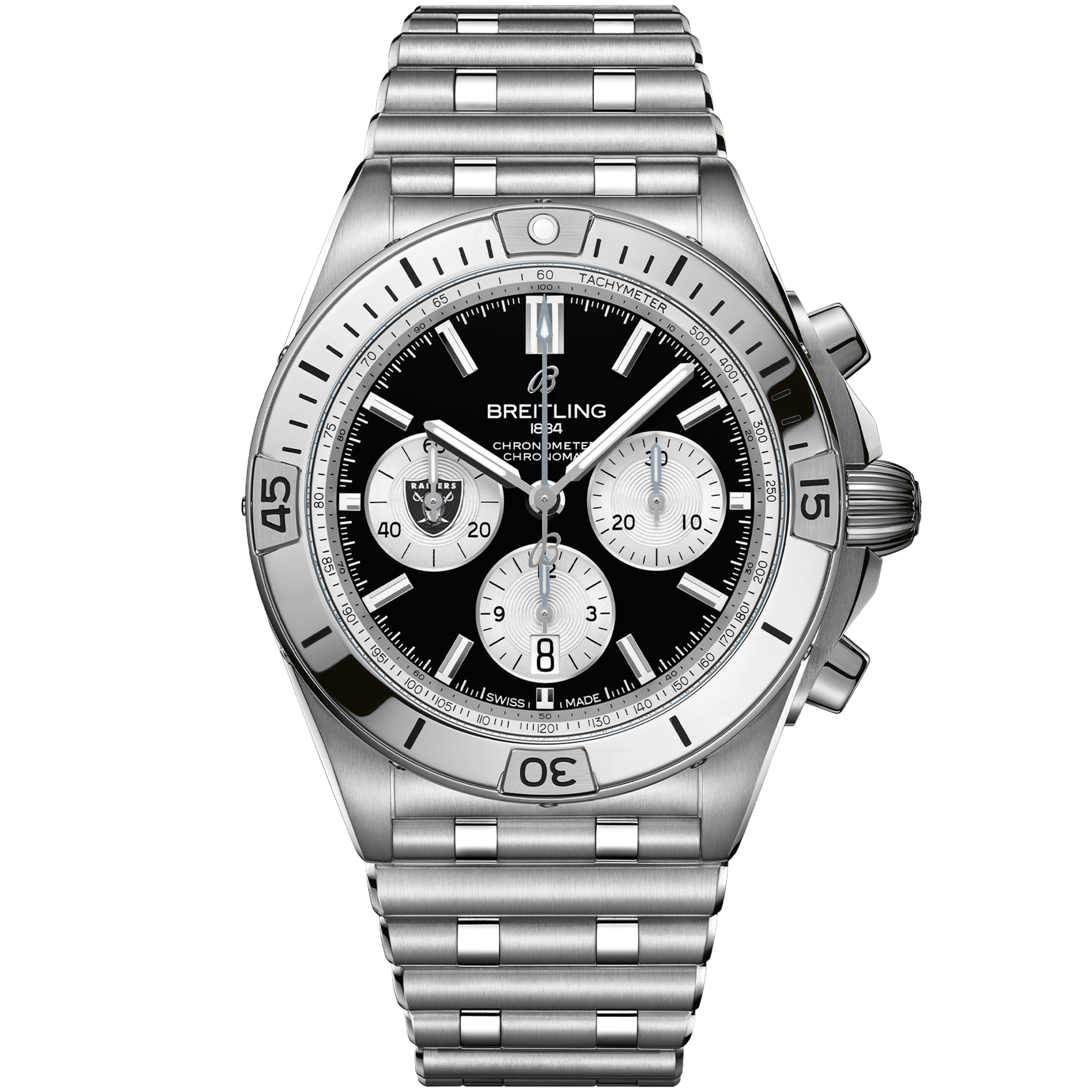 Chronomat_B0142_AB01342B1B1A1_STEEL_LAS_VEGAS_RAIDERS_DIGITAL.png Chronomat B01 42 NFL Las Vegas Raiders Edition AB01342B1B1A1 - 图片 1