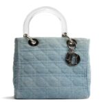 DIOR Vintage Medium Lady Dior w/Strap - Denim Cannage
