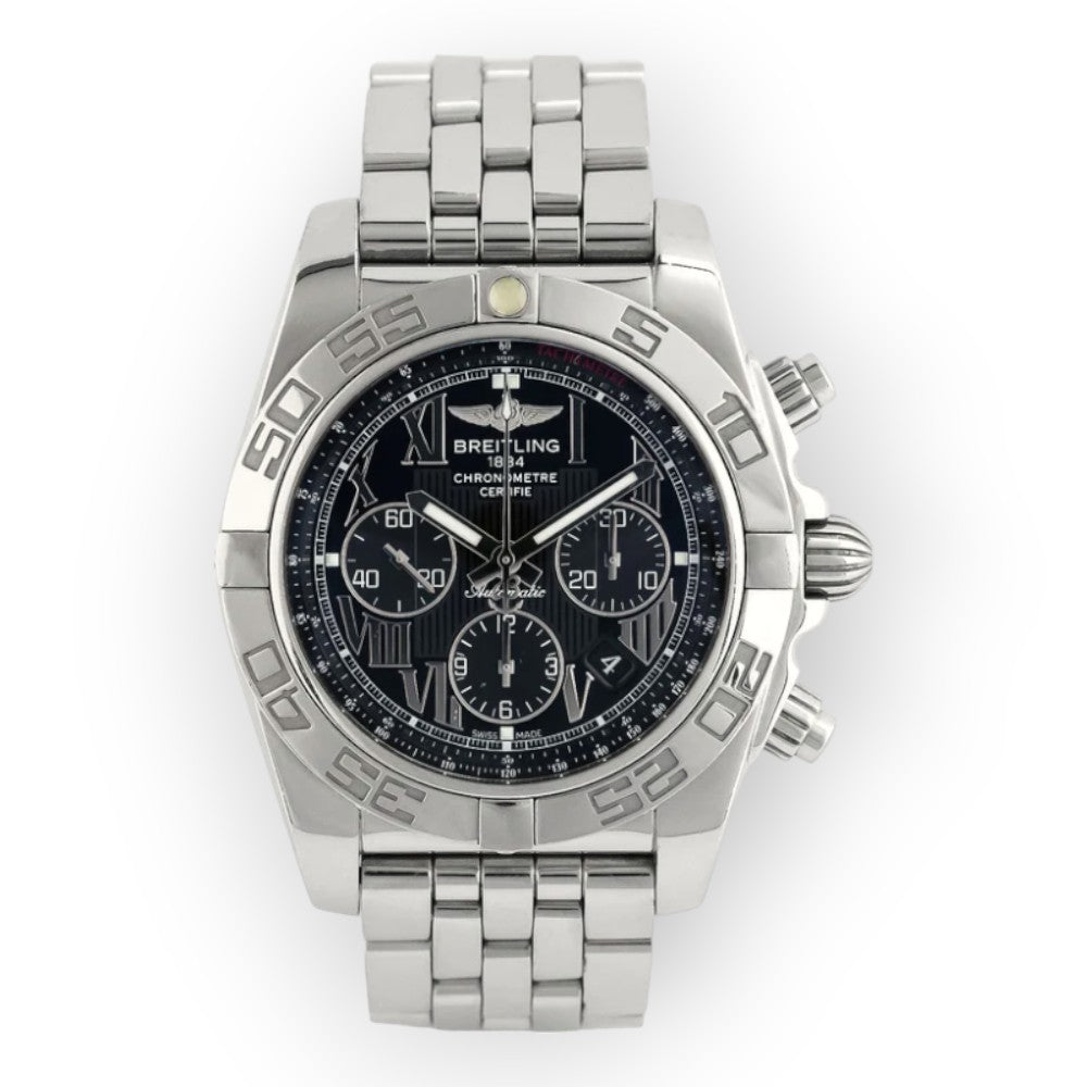 Pre-Owned-Breitling-Chronomat-01-AB0110-Black-Dial-Chronograph-Steel-Mens-Watch-JD-Watches-NY.jpg Breitling Chronomat 01 AB0110 Black Dial Chronograph Steel Mens Watch - 图片 1