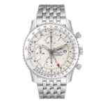 Breitling Navitimer World GMT A24322 Silver Dial Steel Mens Watch