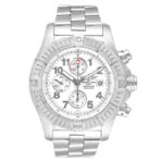 Breitling Super Avenger A13370 White Dial Chronograph Steel Mens Watch