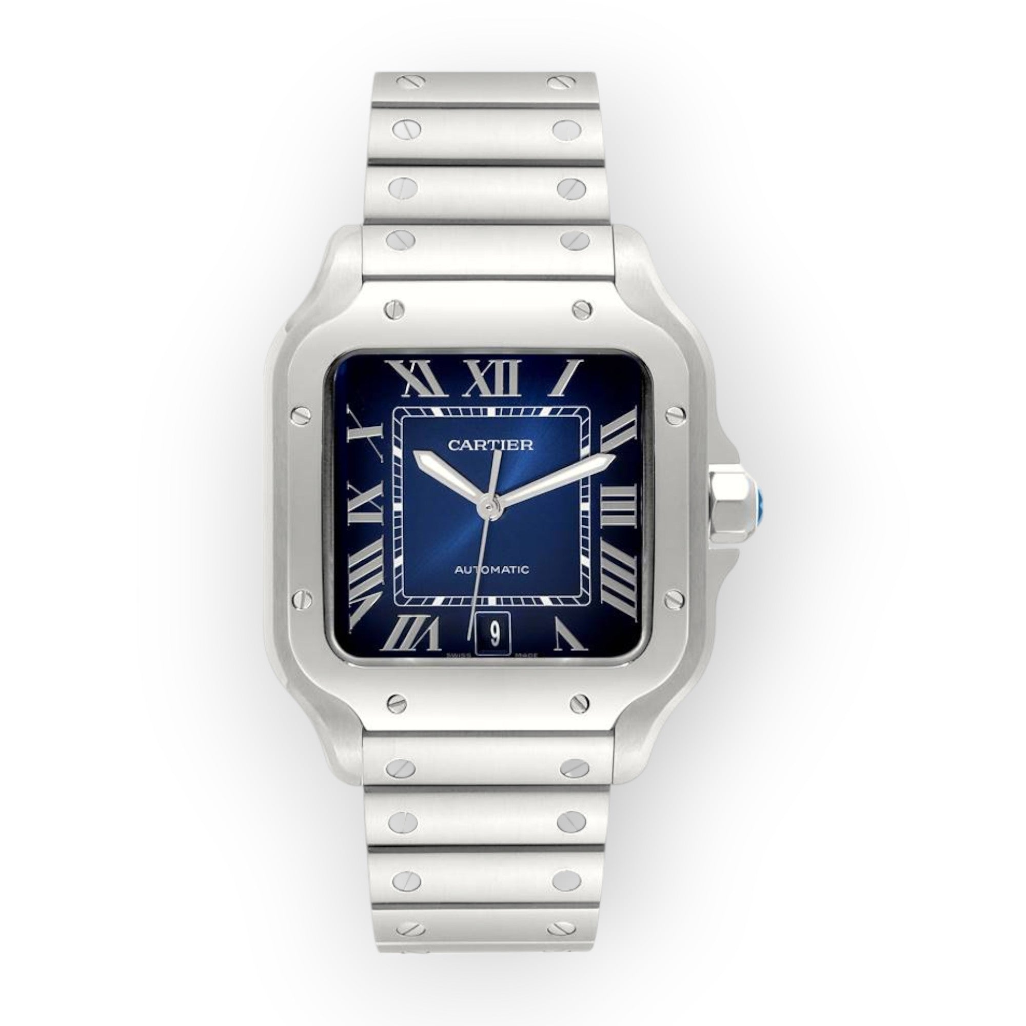 Pre-Owned-Cartier-Santos-WSSA0030-40mm-Blue-Dial-With-Stainless-Steel-Bracelet-JD-Watches-NY.jpg Cartier Santos WSSA0030 40mm Blue Dial With Stainless Steel Bracelet - 图片 1