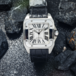 Cartier Santos XL Stainless Steel Automatic Watch – 38mm Leather Strap - 图片 6