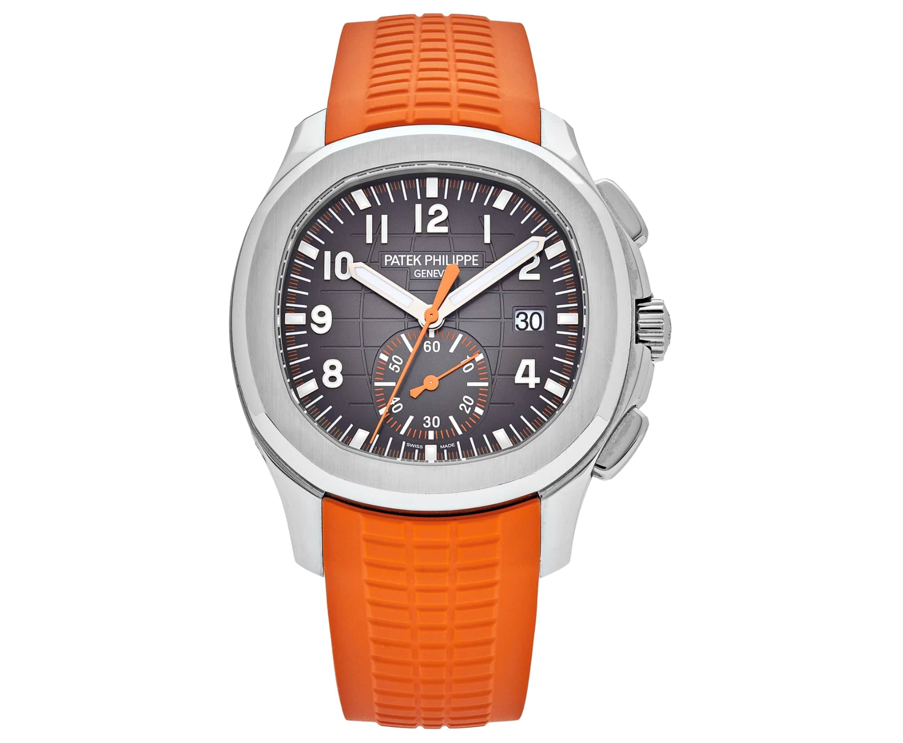 Pre-Owned-Patek-Philippe-Aquanaut-Chronograph-5968A-001-Stainless-Steel-Black-Embossed-Dial-Orange-Rubber-Strap-JD-Watches-NY.png Patek Philippe Aquanaut Chronograph 5968A-001 – Stainless Steel – Black Embossed Dial – Orange Rubber Strap - 图片 1