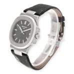 Patek Philippe Nautilus 18K White Gold Black Strap Mens Watch 5711 - 图片 4
