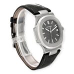 Patek Philippe Nautilus 18K White Gold Black Strap Mens Watch 5711 - 图片 5