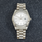 Rolex 18K White 41mm Gold Day-Date II with Silver Baguette and Diamond Dial, President Braclet - 图片 5