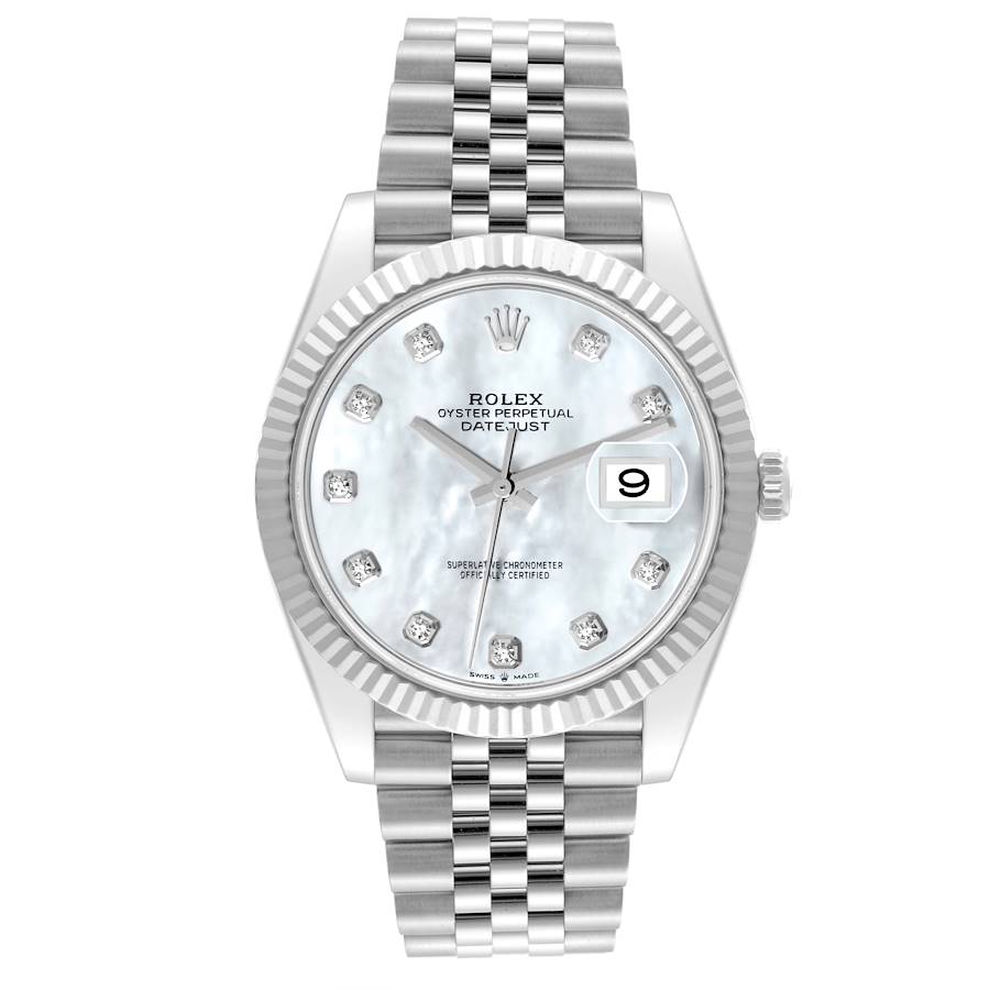 Pre-Owned-Rolex-Datejust-126334-41mm-White-Mother-Of-Pearl-Diamond-Dial-Jubilee-JD-Watches-NY.jpg Rolex Datejust 126334 41mm White Mother Of Pearl Diamond Dial Jubilee - 图片 1