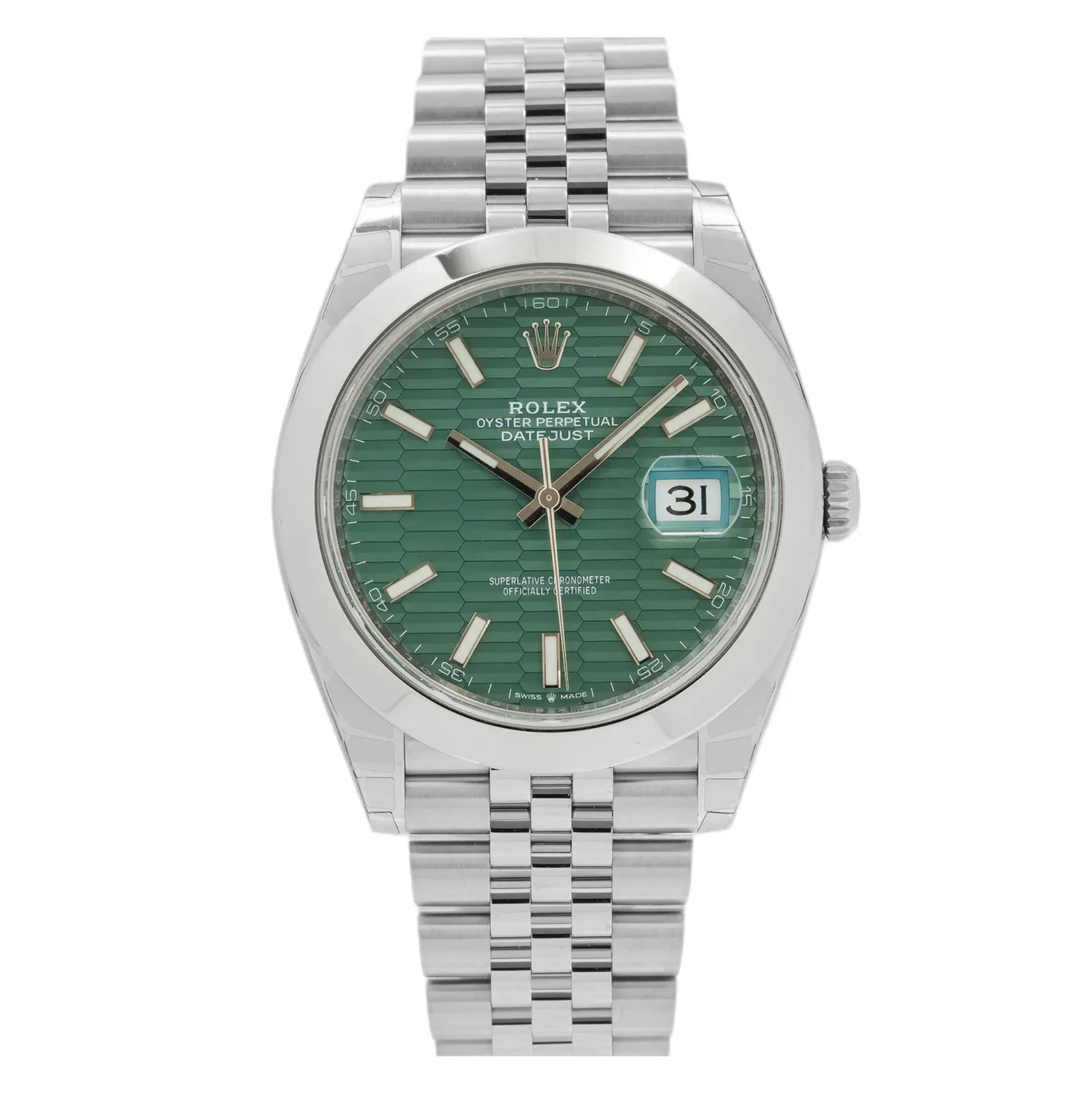 Pre-Owned-Rolex-Datejust-41-Oystersteel-with-Mint-Green-Fluted-Motif-Dial-and-Jubilee-Bracelet-Ref_-126300-JD-Watches-NY.png Rolex Datejust 41 – Oystersteel with Mint Green Fluted Motif Dial and Jubilee Bracelet Ref. 126300 - 图片 1