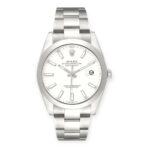 Rolex Datejust 41 White Dial 126300 Smooth Bezel  Steel Mens Watch